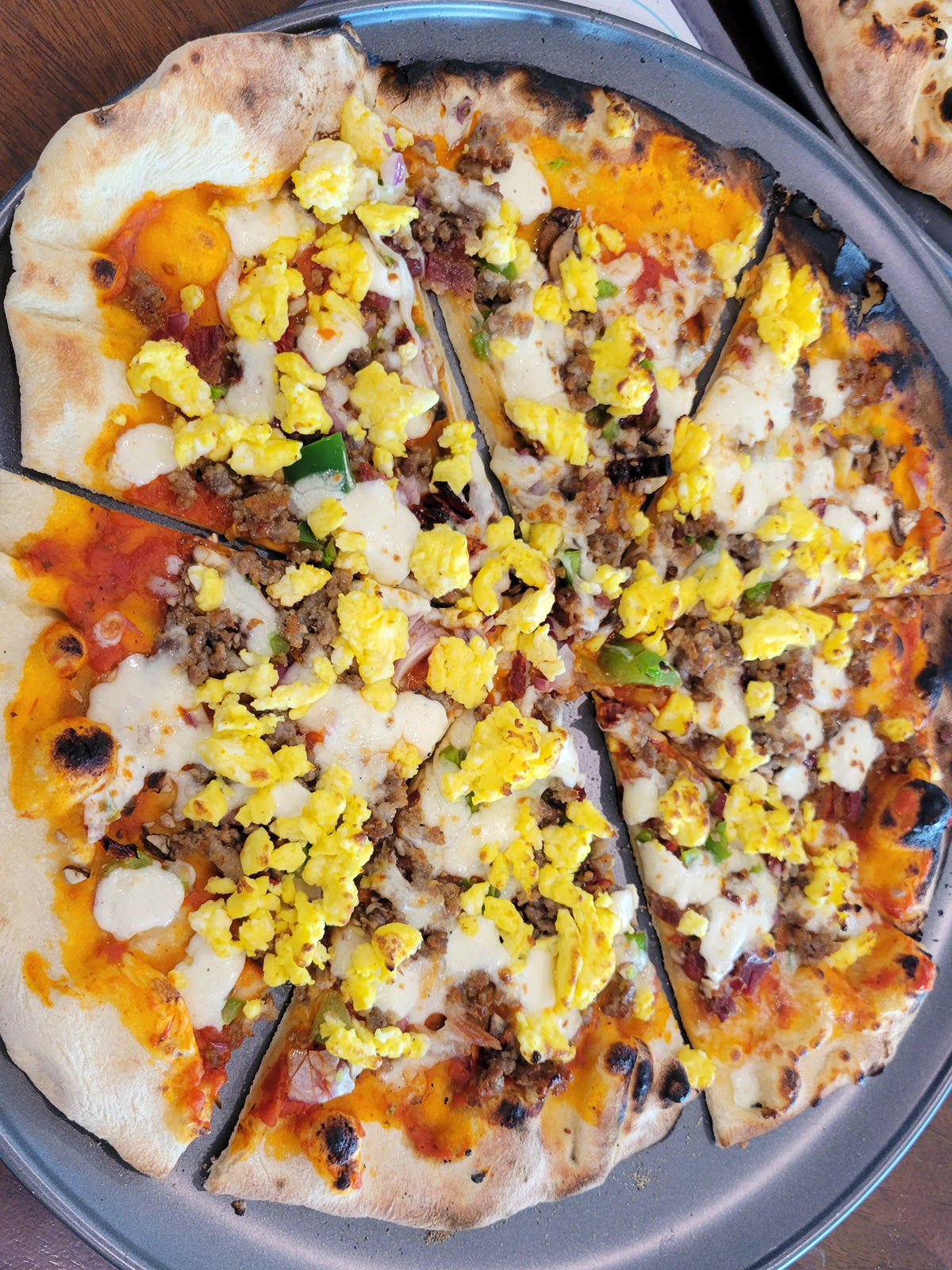 unique pizza with popcorn and spicy seasoning