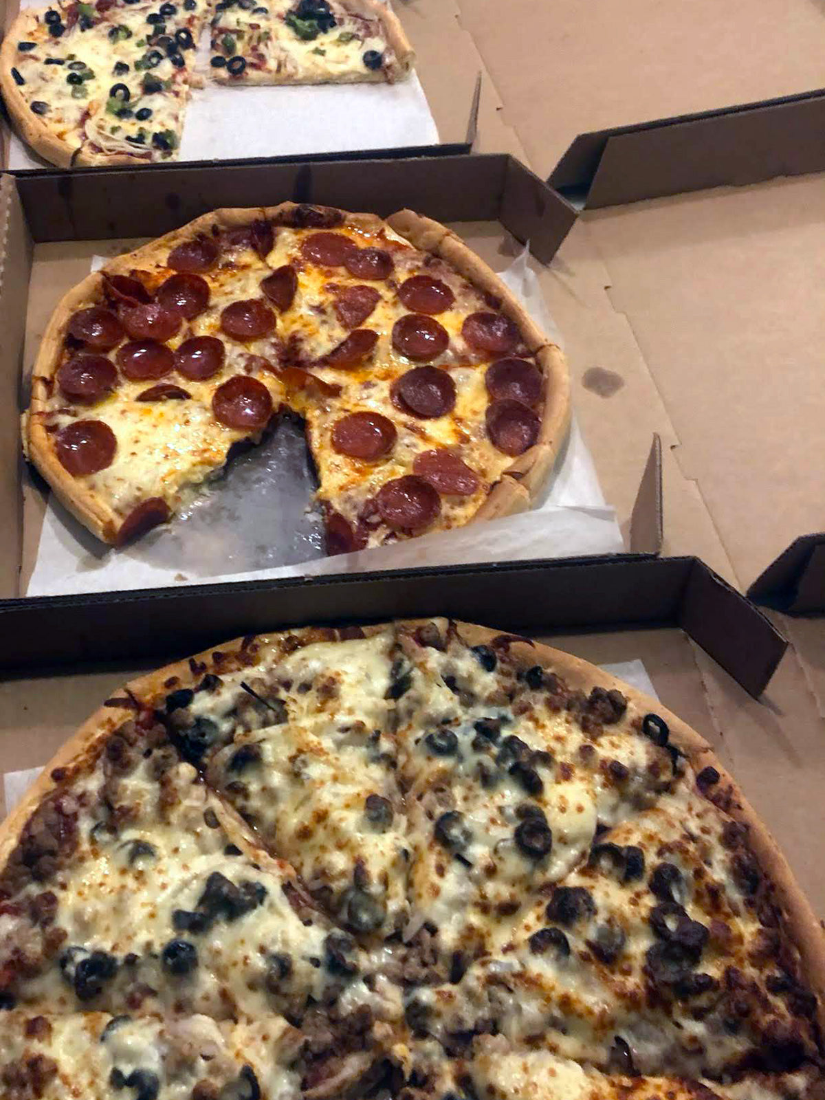 boxes of pizza